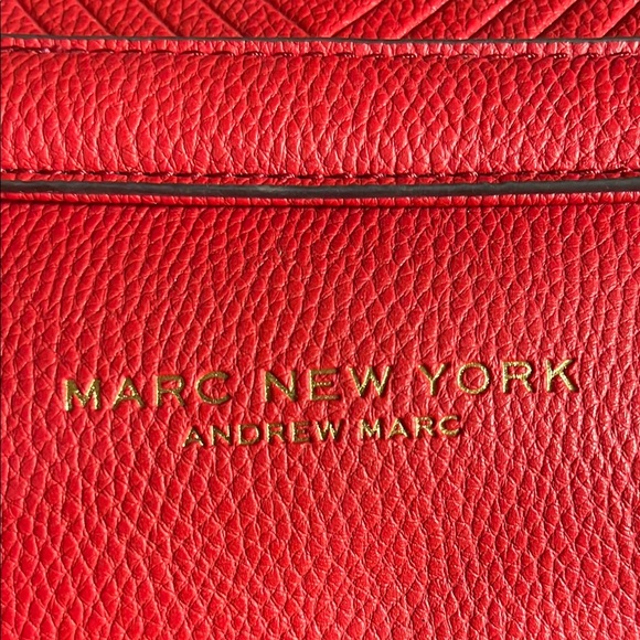 Marc New York Andrew Marc Red Chevron Crossbody Bag with Gold Accents - Picture 5 of 14